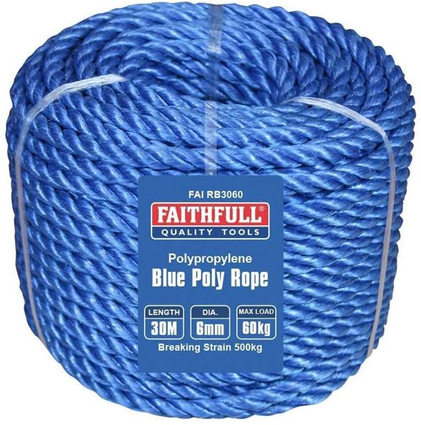 Picture of 30 mt  6mm Blue Poly Rope