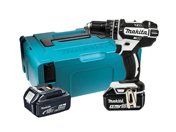 Picture of Makita 18v Combi c/w 2 x 5.0ah Batteries + Makpac CaseBlack & White Mid-Range
